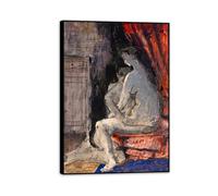 Paul Delvaux Wall Art Le couple Print on canvas Surrealism Canvas Art Famous Painting Reproduction Poster Bedroom Living Room Decor Home100x70cm(39x28in) Black Framed