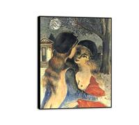 Paul Delvaux Wall Art Les Demoiselles de Tongres Print on canvas Surrealism Canvas Art Famous Painting Reproduction Poster Bedroom Living Room Decor Home90x70cm(36x28in) Black Framed