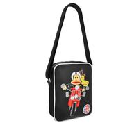 Paul Frank Flight Shoulder Bag Black with white trim with Julius Monkey on Motorbike