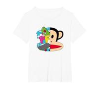 Paul Frank Julius Skateboard Face Logo T-Shirt, Women's Plus, White, 6X