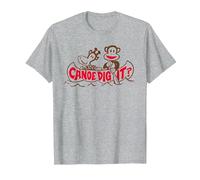 Paul Frank Julius The Monkey & Clancy Canoe Dig It T-Shirt, Men, Heather Grey, 5X-Large