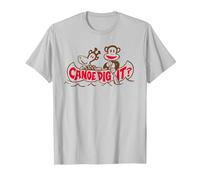 Paul Frank Julius The Monkey & Clancy Canoe Dig It T-Shirt, Men, Silver Grey, Medium