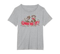 Paul Frank Julius The Monkey & Clancy Canoe Dig It T-Shirt, Women's Plus, Heather Grey, 5X
