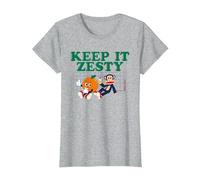 Paul Frank Keep It Zesty Orange Lemon Julius Monkey T-Shirt, Women, Heather Grey, X-Small