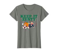 Paul Frank Keep It Zesty Orange Lemon Julius Monkey T-Shirt, Women, Olive Heather, Medium