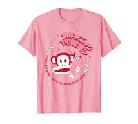 Paul Frank Red Julius Monkey Shaking Things Up Milkshake T-Shirt, Men, Pink, Large