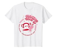Paul Frank Red Julius Monkey Shaking Things Up Milkshake T-Shirt, Youth, White, Large