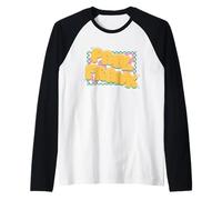 Paul Frank Yellow Bubble Text Chequered Frame Raglan Baseball Tee