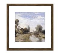 Paul Gabriel Landscape Near Kortenhoef Painting 8X8 Inch Square Wooden Framed Wall Art Print Picture with Mount Artery8 Brown One Size