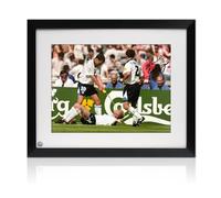 Paul Gascoigne Signed England Football Photo: The Dentist Chair. Framed