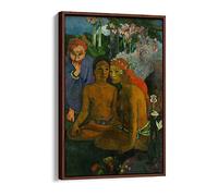 Paul Gauguin Barbarous Tales Canvas Floater Frame Print Picture Art - Walnut Frame 8 inch wide x 12 inch high
