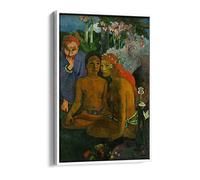 Paul Gauguin Barbarous Tales Canvas Floater Frame Print Picture Art - White Frame 12 inch wide x 18 inch high