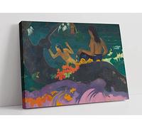 Paul Gauguin By The Sea - Green Purple Canvas Wall Art Picture Print - 12 inch wide x 8 inch high (Frame Depth 30mm)