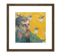 Paul Gauguin Self Portrait Les Miserables Cropped 8X8 Inch Square Wooden Framed Wall Art Print Picture with Mount Artery8 Brown One Size