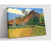 Paul Gauguin Tahitian Landscape - Blue Canvas Wall Art Picture Print - 30 inch wide x 20 inch high (Frame Depth 30mm)