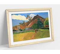 Paul Gauguin, Tahitian Landscape - Blue Framed Wall Art Print Picture - A4 - Light Oak Frame