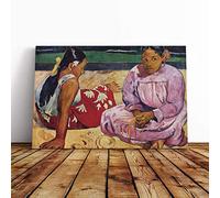 Paul Gauguin Tahitian Women on The Beach Canvas Print | Gallery Wrapped 30mm Frame Wall Art | 20x14 inches | Ready to Hang | Modern Seascape Picture | Living Room Bedroom Lounge Office