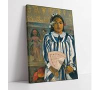 Paul Gauguin The Ancestors of Tehamana oak Canvas Wall Art Print Picture - 32 inch wide x 47 inch high (Frame Depth 30mm)