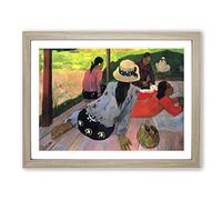 Paul Gauguin The Siesta Classic Painting Framed Wall Art Print, Ready to Hang Picture for Living Room Bedroom Home Office Décor, Oak A4 (34 x 25 cm)
