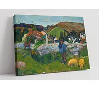 Paul Gauguin The Swineherd Blue Canvas Wall Art Picture Print - 12 inch wide x 8 inch high (Frame Depth 30mm)