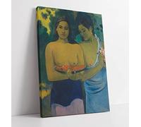 Paul Gauguin Two Tahitian Women oak Canvas Wall Art Print Picture - 16 inch wide x 24 inch high (Frame Depth 30mm)