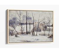 Paul Gauguin, Winter Landscape Canvas Floater Frame Print Picture Art - Light Oak Frame 18 inch wide x 12 inch high