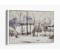 Paul Gauguin, Winter Landscape Canvas Floater Frame Print Picture Art - White Frame 36 inch wide x 24 inch high