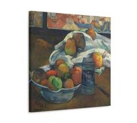 Paul GauguinBowl Of Fruit And Tankard Before A Window Classic Masterpiece Poster Picture Print Wall Art Painting Canvas Artworks Idea Room Aesthetic 20x20inch(50x50cm)