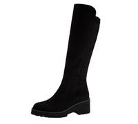 Paul Green black suede knee length wedge heel boots 8241 (Black, 5.5, UK Footwear Size System, Adult, Women, Numeric, Medium, 5.5)
