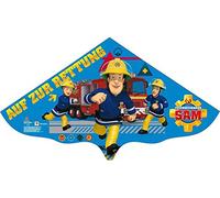 Paul Günther 1217 Children's Kite with Fireman Sam Motif, Single Line Kite Made of Robust PE Film for Children from 4 Years with Changing Handle and Cord, Approx. 115 x 63 cm Large