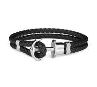 PAUL HEWITT Anchor Bracelet PHREP with Leather Bracelet in Black und Anchor Made of Edelstahl in Silver für Women und Men PH-PH-L-S-B-S