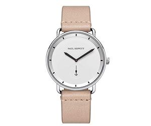 PAUL HEWITT Breakwater Line White - Men's Stainless Steel Watch with Sandstone Leather Bracelet, White Dial