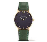Paul Hewitt Unisex Quartz Watch with Blue Dial Analogue Display and Green Leather Strap PH-SA-G-St-B-12M