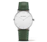 Paul Hewitt Unisex Quartz Watch with White Dial Analogue Display and Green Leather Strap PH-SA-S-St-W-12S