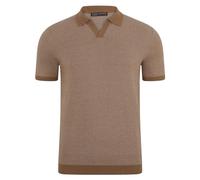 Paul James Knitwear Mens Lightweight Cotton Honeycomb Buttonless Polo Shirt (UK, Alpha, S, Regular, Regular, Camel)