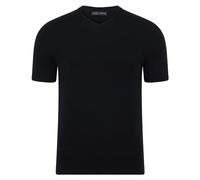 Paul James Knitwear Mens Ultra Fine Cotton High V Neck Knitted T-Shirt (UK, Alpha, M, Regular, Regular, Black)