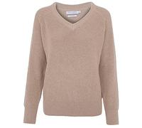 Paul James Knitwear Womens 100% Cotton Ribbed V Neck Jumper (UK, Alpha, M, Regular, Regular, Pebble)