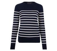 Paul James Knitwear Womens Ultra Fine Cotton Breton Crew Neck Jumper (UK, Alpha, L, Regular, Regular, Navy)