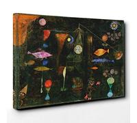 Paul Klee Fish Magic Canvas Print | Gallery Wrapped 30mm Frame Wall Art | 24x16 inches | Ready to Hang | Modern Animals Picture | Living Room Bedroom Lounge Office