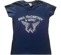 Paul McCartney T Shirt Wings Logo New Official Womens Skinny Fit Navy Blue