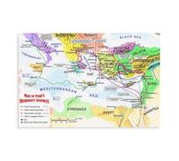 Paul Missionary Journeys Canvas Poster Wall Art Print Picture Bible Story Map Poster for Classroom and Religious Home Decor, 20x30inch(50x75cm) Unframe
