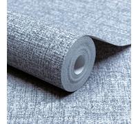 Grandeco Paul Moneypenny Rotan Textile Textured Wallpaper in Blue Grandeco Blue