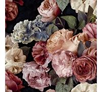 Paul Moneypenny Gabrielle Maximalist Red Floral On Black Wallpaper For Grandeco