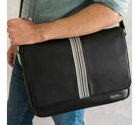 Paul Oliver Men’s Messenger Bag with Black & White Stripe - Black