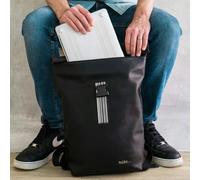 Paul Oliver Men’s Roll Top Backpack with Grey Stripe - Black