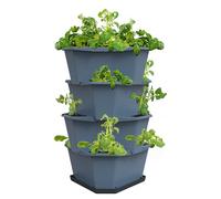 Paul Potato Starter Potato Tower Stackable Raised Bed Planter Flower Pot for Balcony, Garden and Patio Including Saucer (4 levels, Blue)