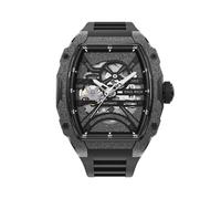 Paul Rich Astro Skeleton - Innovative Automatic Watch Design with Transparent Dial and Tonneau Shape (Black), Strap.