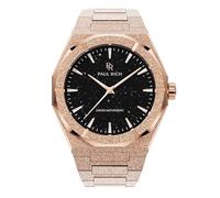Paul Rich Frosted Star Dust II Men’s Watch, 43 mm Stainless Steel, Luminous Hands, Swiss Quartz, Water Resistant, Rose Gold/Aventurine Black, 42 mm