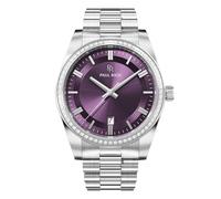 Paul Rich Legacy Men’s Watch, 40 mm Stainless Steel, Crystal-Set Bezel, Miyota Quartz, Water Resistant, Silver/Plum, 40mm, Paul Rich Men's Legacy Silver Plum Watch