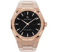 Paul Rich Frosted Star Dust II Men’s Watch, 43 mm Stainless Steel, Luminous Hands, Swiss Quartz, Water Resistant, Rose Gold/Aventurine Black, 42 mm
